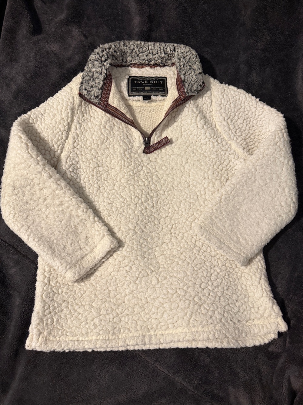 Youth Unisex True Grit Quarter Zip Sherpa Pullover sz S